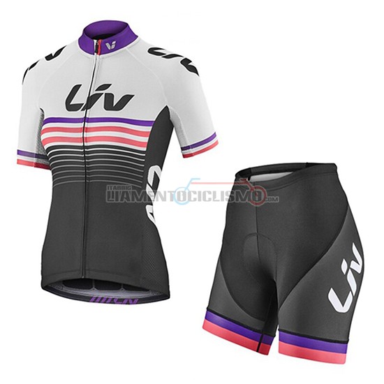 Abbigliamento Ciclismo Donne Liv Manica Corta 2019 Nero Bianco Fuxia