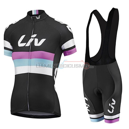 Abbigliamento Ciclismo Donne Liv Manica Corta 2019 Nero Bianco Viola