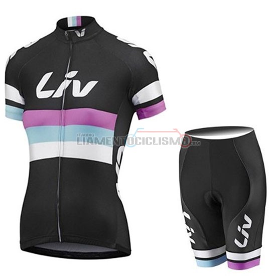 Abbigliamento Ciclismo Donne Liv Manica Corta 2019 Nero Bianco Viola