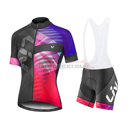 Abbigliamento Ciclismo Donne Liv Manica Corta 2019 Viola Rosso Nero