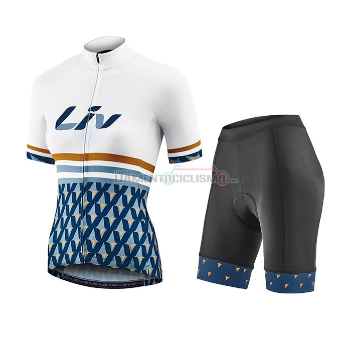 Abbigliamento Ciclismo Donne Liv Manica Corta 2021 Bianco Blu