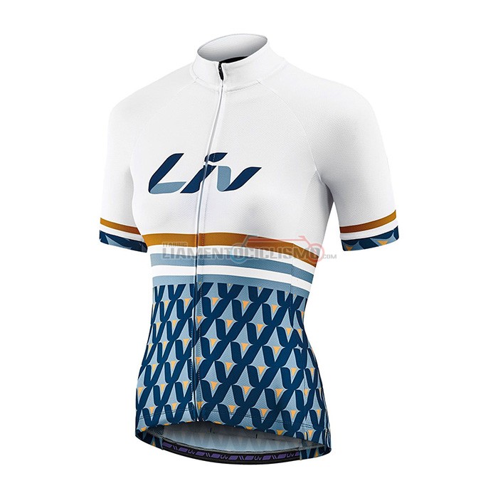 Abbigliamento Ciclismo Donne Liv Manica Corta 2021 Bianco Blu