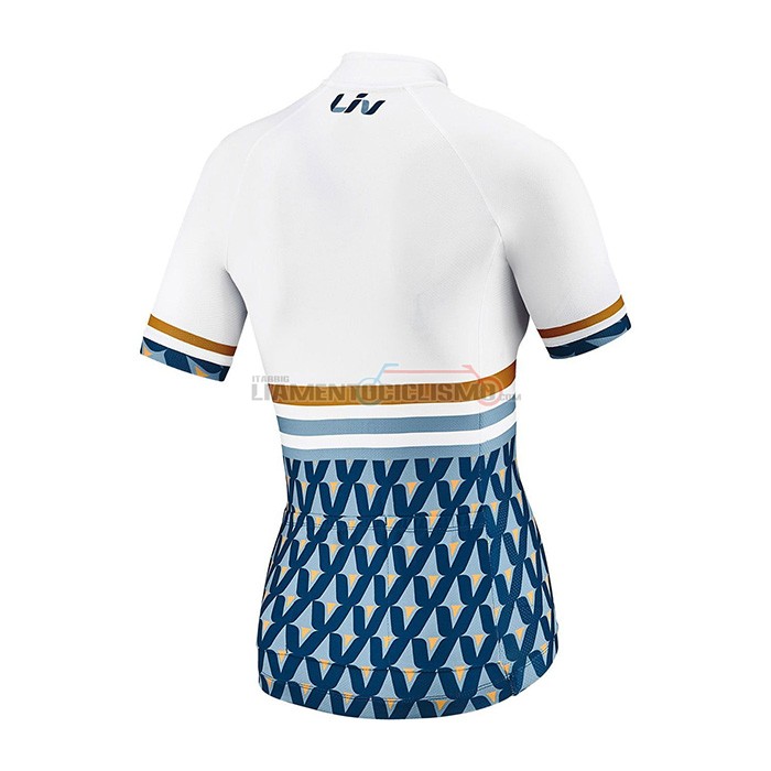 Abbigliamento Ciclismo Donne Liv Manica Corta 2021 Bianco Blu