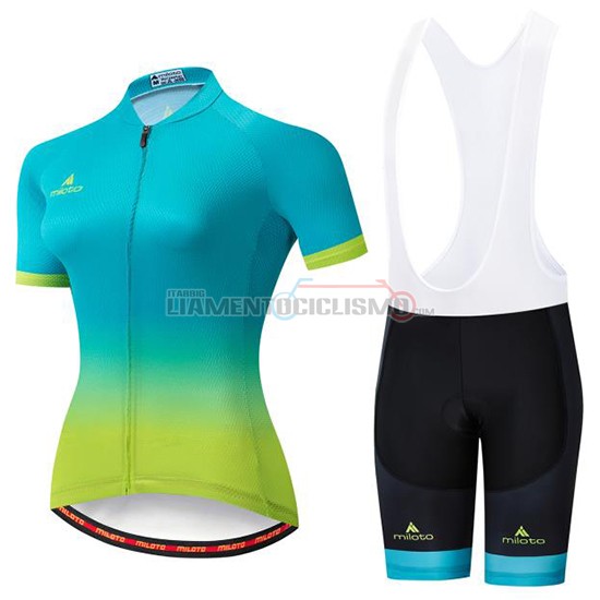 Abbigliamento Ciclismo Donne Miloto Manica Corta 2019 Blu Verde