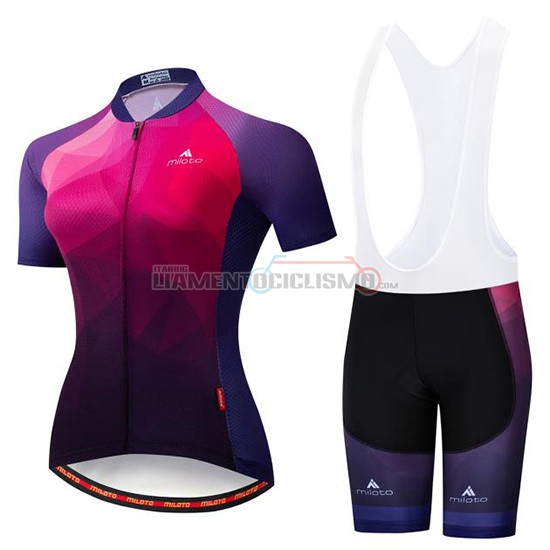 Abbigliamento Ciclismo Donne Miloto Manica Corta 2019 Viola Rosa