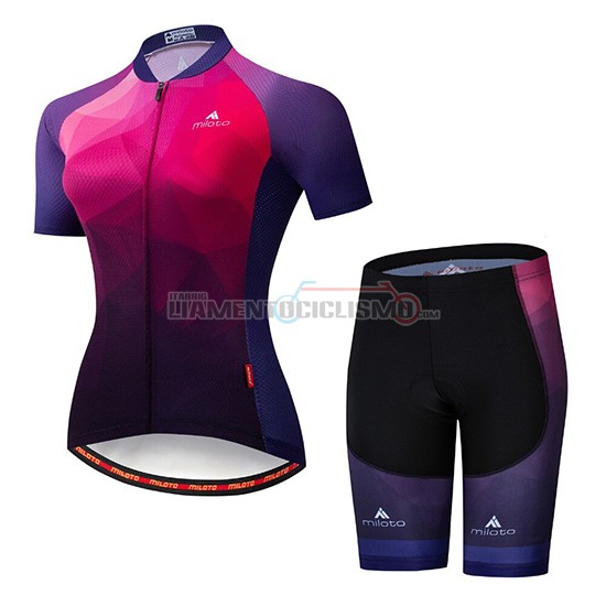 Abbigliamento Ciclismo Donne Miloto Manica Corta 2019 Viola Rosa