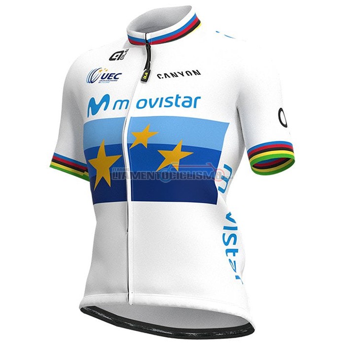 Abbigliamento Ciclismo Donne Movistar Campione Europa 2021 Manica Corta