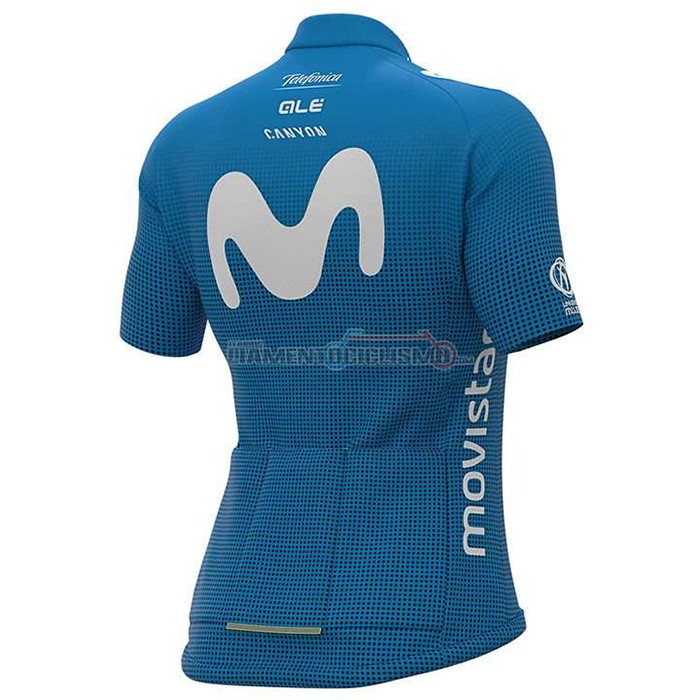 Abbigliamento Ciclismo Donne Movistar Manica Corta 2020 Bianco Blu