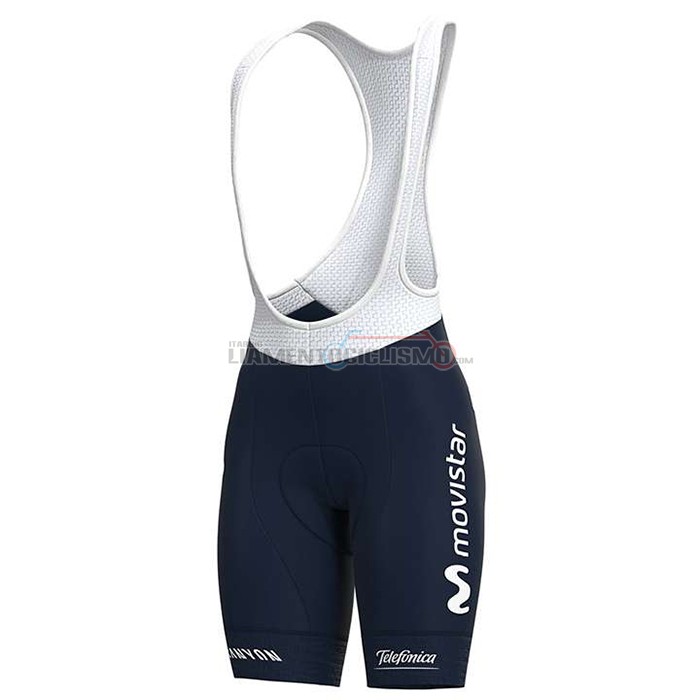 Abbigliamento Ciclismo Donne Movistar Manica Corta 2020 Bianco Blu