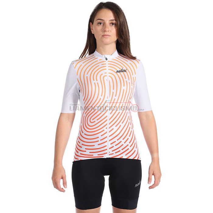 Abbigliamento Ciclismo Donne Nalini Manica Corta 1920 Bianco Arancione