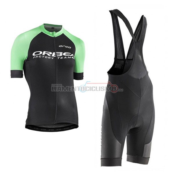 2017 Abbigliamento Ciclismo Donne Orbea Manica Corta Nero e Verde