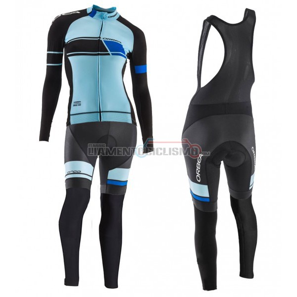 2017 Abbigliamento Ciclismo Donne Orbea Manica Lunga Nero e Blu