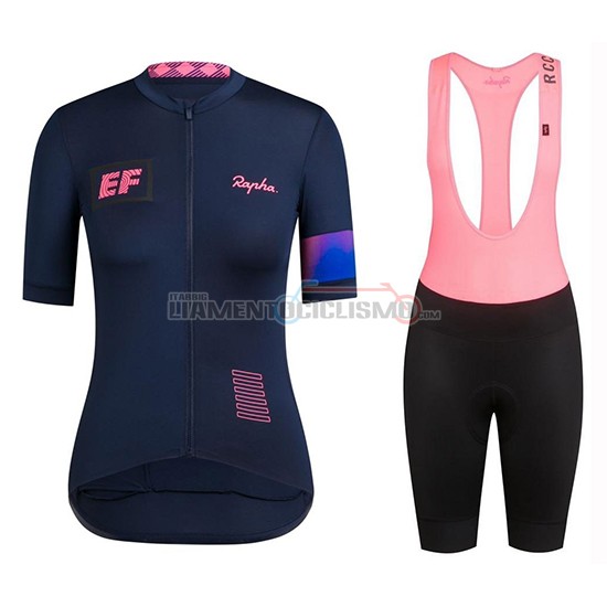 Abbigliamento Ciclismo Donne Rapha Manica Corta 2019 Spento Blu Rosa