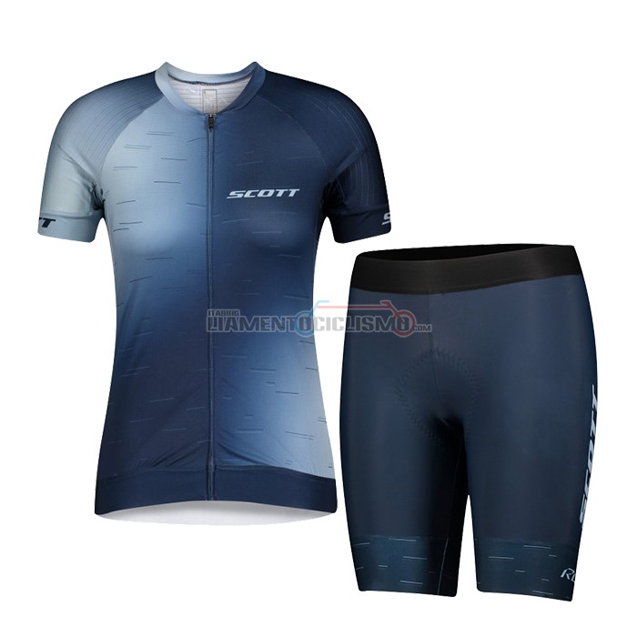 Abbigliamento Ciclismo Donne Scott Manica Corta 2021 Blu Bianco
