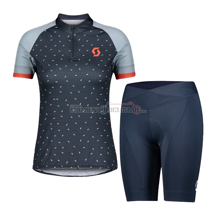 Abbigliamento Ciclismo Donne Scott Manica Corta 2021 Grigio Blu