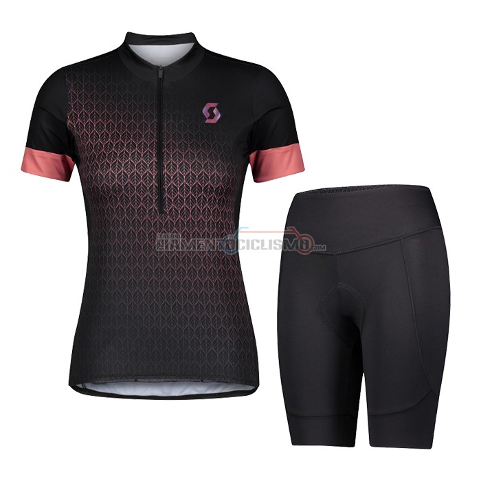 Abbigliamento Ciclismo Donne Scott Manica Corta 2021 Nero Rosa