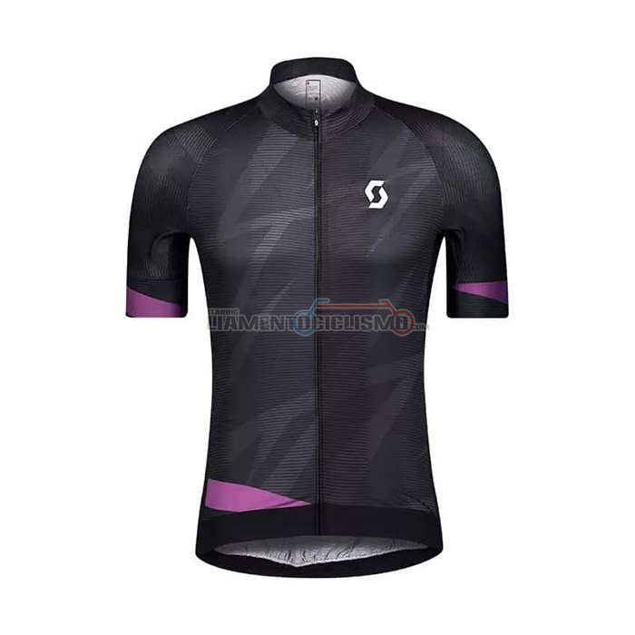 Abbigliamento Ciclismo Donne Scott Manica Corta 2021 Nero Viola