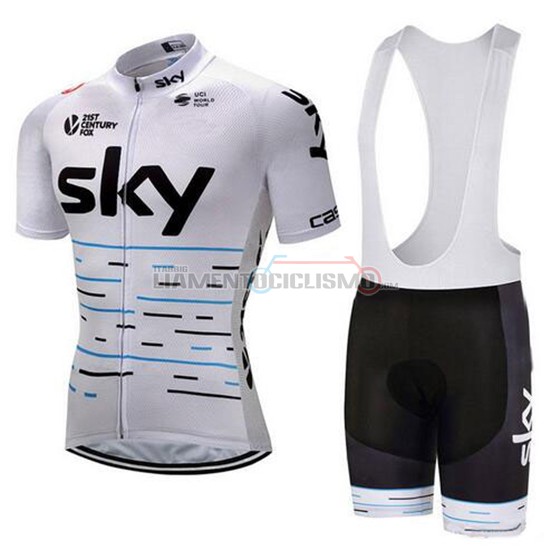 Abbigliamento Ciclismo Sky Manica Corta 2018 Bianco e Nero