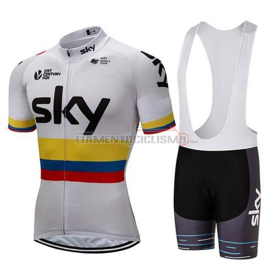 Abbigliamento Ciclismo Sky Manica Corta 2018 Campione Colombia