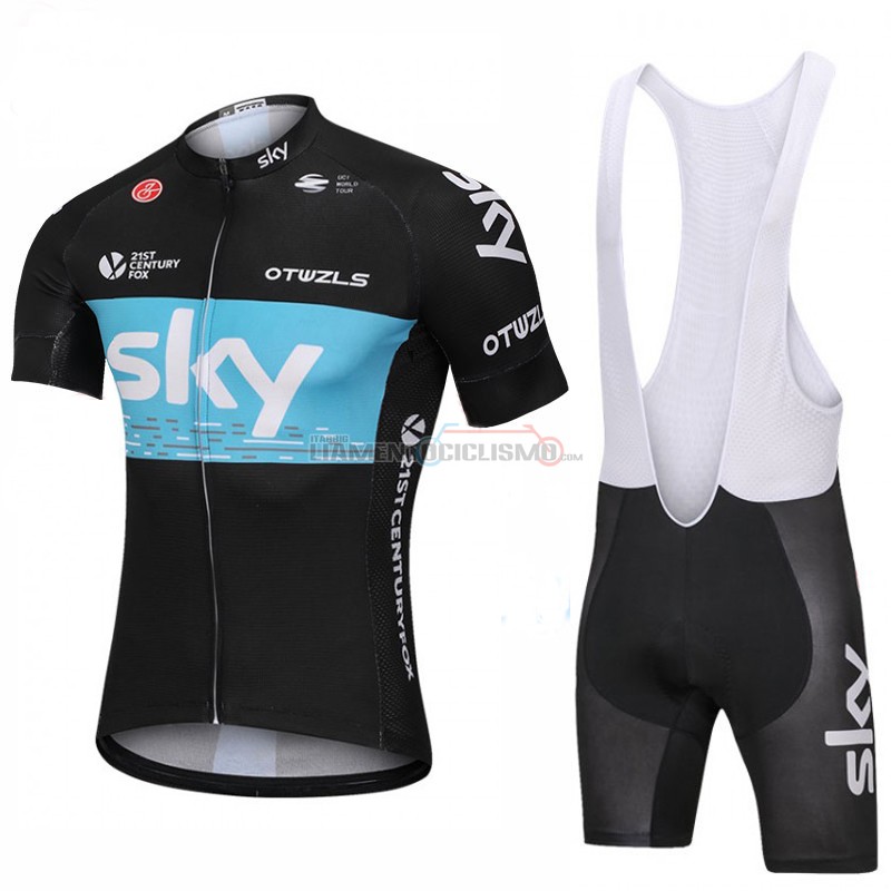 Abbigliamento Ciclismo Sky Manica Corta 2018 Nero e Blu