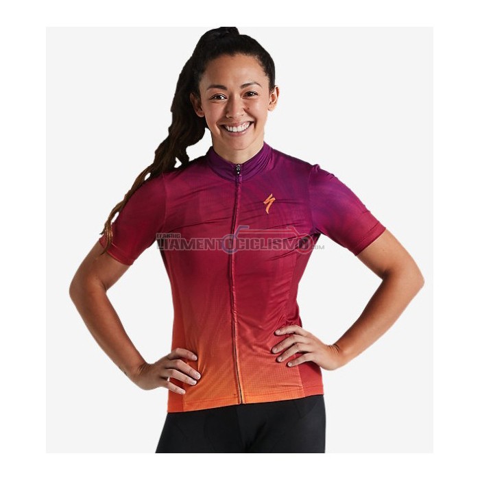 Abbigliamento Ciclismo Donne Specialized Manica Corta 2021 Rosso Arancione