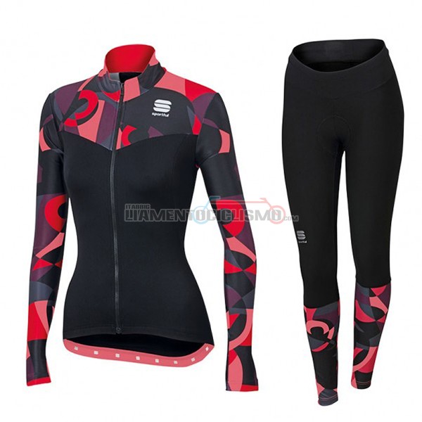 2017 Abbigliamento Ciclismo Sportful Primavera Manica Lunga Nero e Rosso