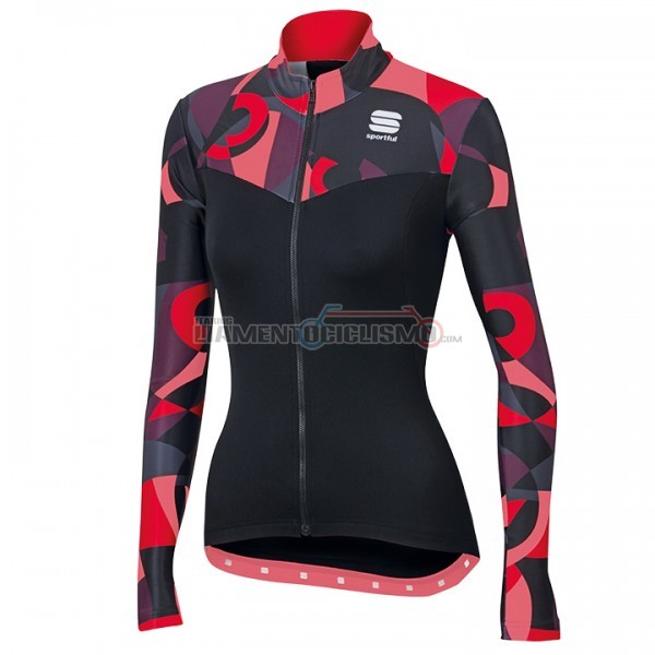 2017 Abbigliamento Ciclismo Sportful Primavera Manica Lunga Nero e Rosso