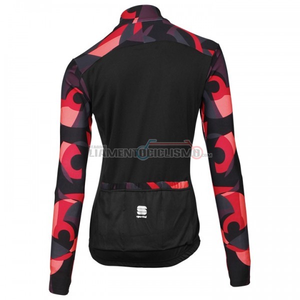 2017 Abbigliamento Ciclismo Sportful Primavera Manica Lunga Nero e Rosso