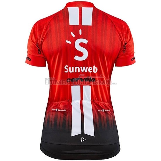 Abbigliamento Ciclismo Donne Sunweb Manica Corta 2019 Arancione Bianco