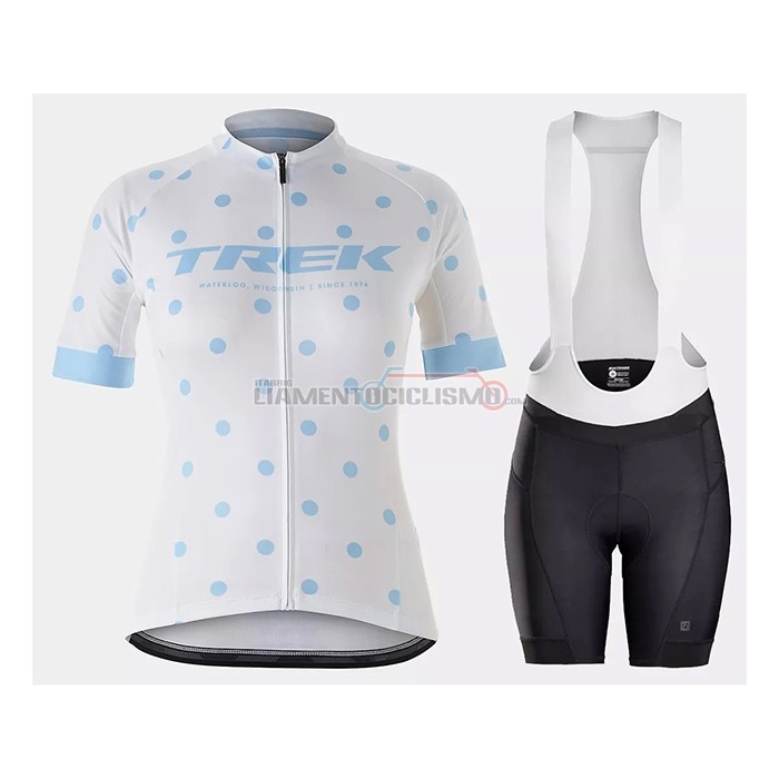 Abbigliamento Ciclismo Donne Trek Manica Corta 2021 Bianco Azzurro