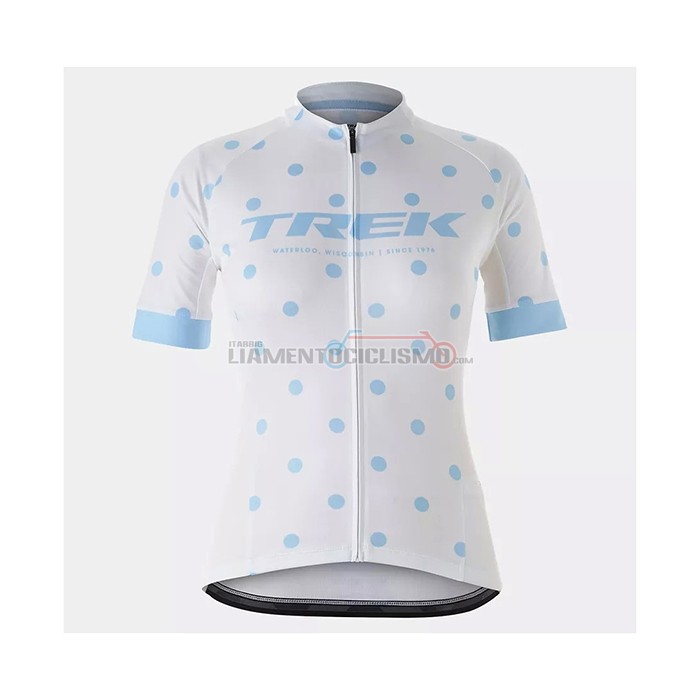 Abbigliamento Ciclismo Donne Trek Manica Corta 2021 Bianco Azzurro