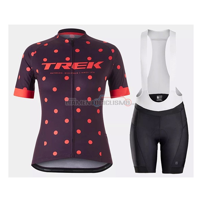 Abbigliamento Ciclismo Donne Trek Manica Corta 2021 Viola Arancione