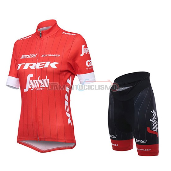 Abbigliamento Ciclismo Donne Trek Segafredo Manica Corta 2018 Rosso