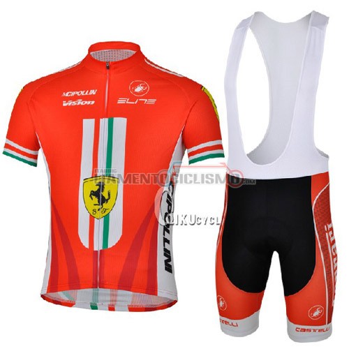 Abbigliamento Ciclismo Ferrari 2014 bianco e arancione