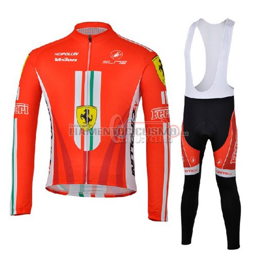 Abbigliamento Ciclismo Ferrari ML 2014 bianco e arancione