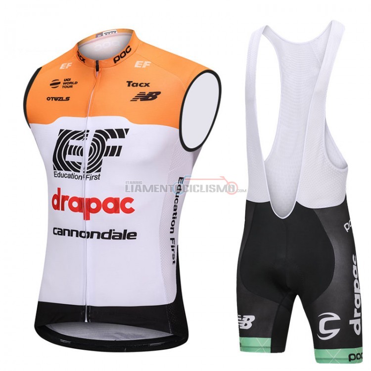 Gilet Antivento Cannondale Drapac 2018 Bianco e Arancione