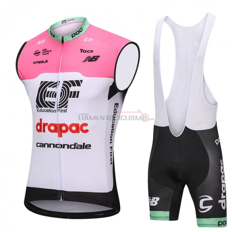 Gilet Antivento Cannondale Drapac 2018 Bianco e Rosa