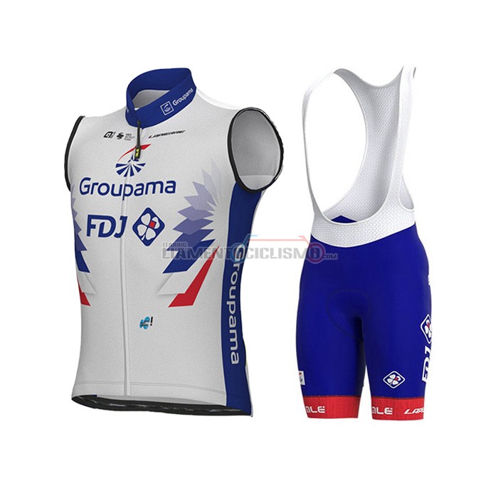 Gilet Antivento Groupama-FDJ Manica Corta 2022 Bianco Blu