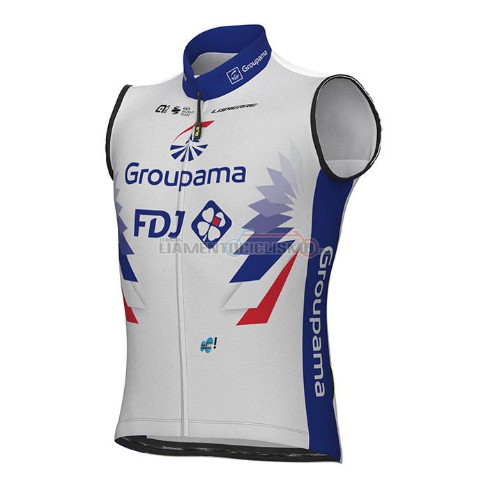 Gilet Antivento Groupama-FDJ Manica Corta 2022 Bianco Blu