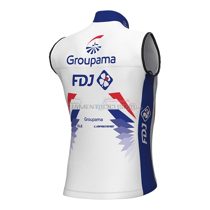 Gilet Antivento Groupama-FDJ Manica Corta 2022 Bianco Blu