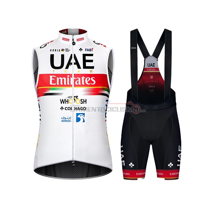 Gilet Antivento UAE Manica Corta 2021 Bianco Rosso