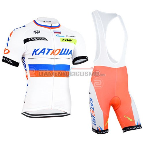 Abbigliamento Ciclismo Katusha 2015 bianco e arancione