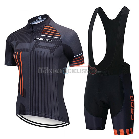 Abbigliamento Ciclismo Capo Manica Corta 2018 Nero Grigio Arancione