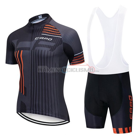 Abbigliamento Ciclismo Capo Manica Corta 2018 Nero Grigio Arancione