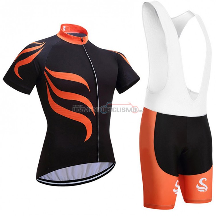 Abbigliamento Ciclismo Snovaky Manica Corta 2018 Nero e Arancione