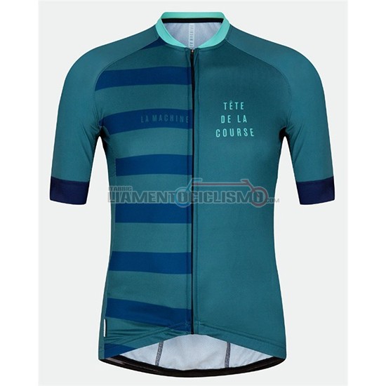 Abbigliamento Ciclismo Tete de La Course Manica Corta 2018 Verde Blu
