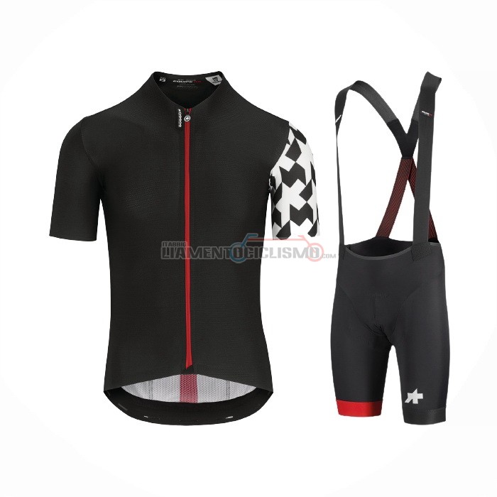 Abbigliamento Ciclismo Assos Manica Corta 2021 Nero Bianco Rosso