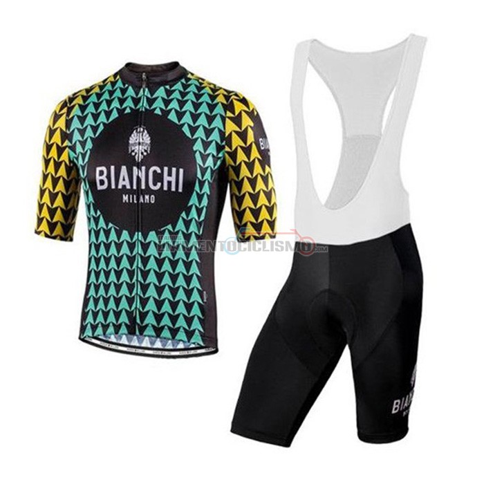 Abbigliamento Ciclismo Bianchi Manica Corta 2020 Nero Blu Giallo