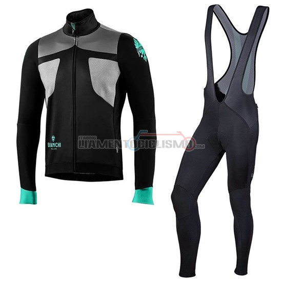 Abbigliamento Ciclismo Bianchi Manica Lunga 2019 Celeste Nero