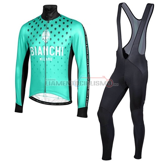 Abbigliamento Ciclismo Bianchi Milano FT Manica Lunga 2019 Blu Nero